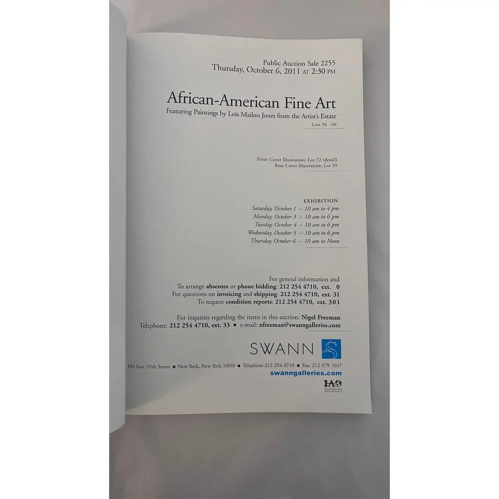 SWANN African American Fine Art Auction Catalog Oct 6 2011 Hale Woodruff Cover